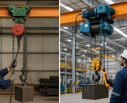Comparison Between Manual Hoists and Wire Rope Electric Hoists
